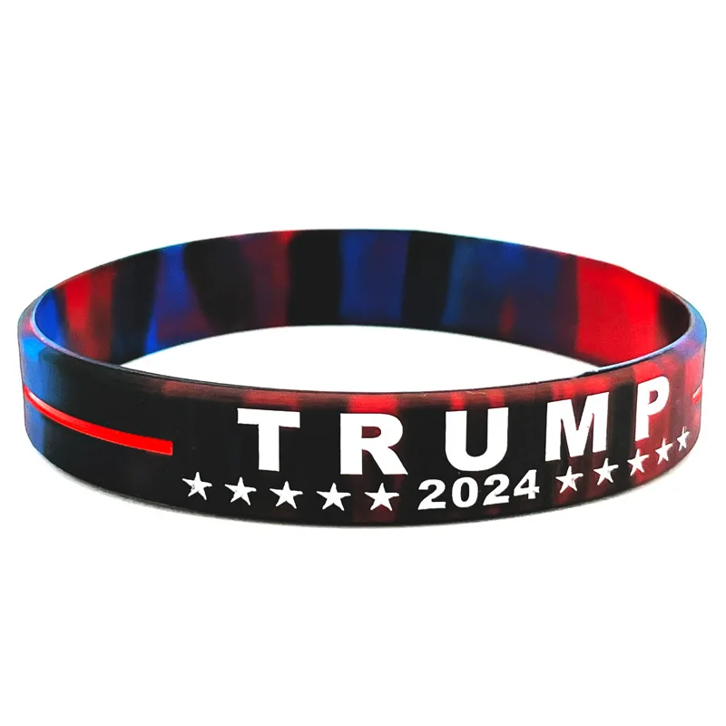 Braccialetto della campagna Trump 2024 con materiale in Silicone merce elettorale formato adulto braccialetti ispirati confezionati regalo