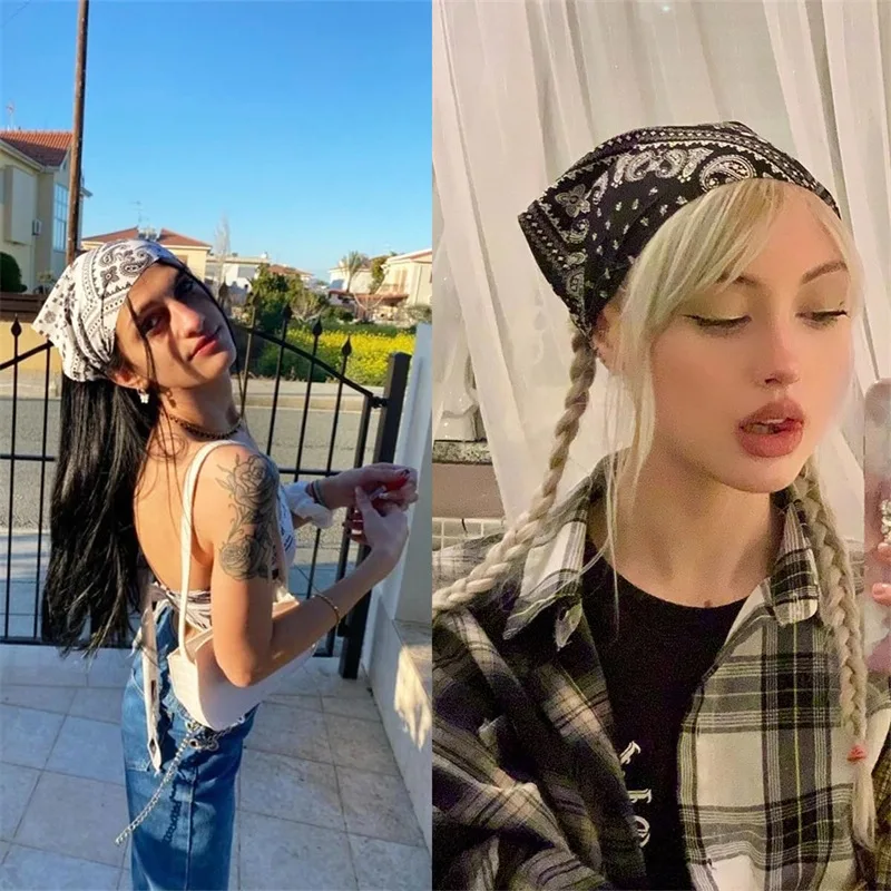 Bohemia Printing Hair Scarf Triangle Bananas New Vintage Soft Elastic Hairband Headwarp For Women Hair Accessories Girl Headband