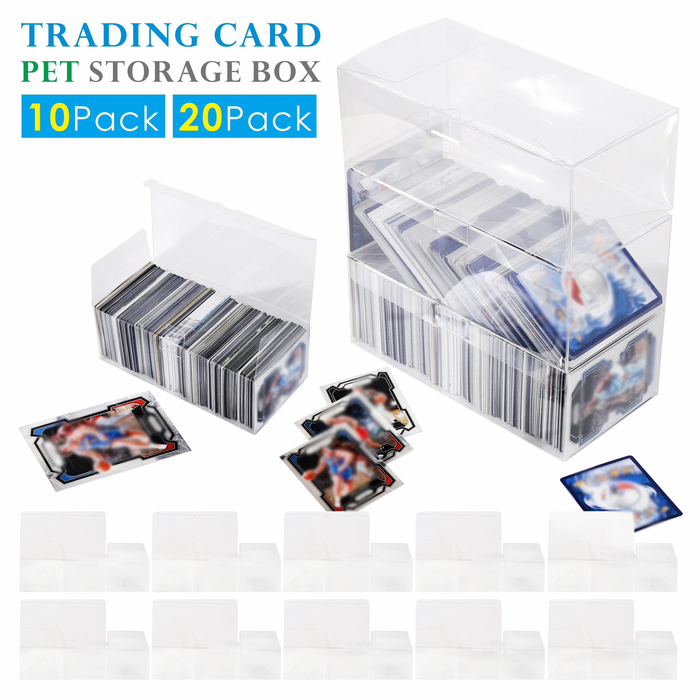

10/20 упаковок, прозрачная пластиковая коробка для хранения карт из ПЭТ, коробка для хранения коллекционных карточек для хранения и коллекции спортивных карточек TCG/Mtg/спорта