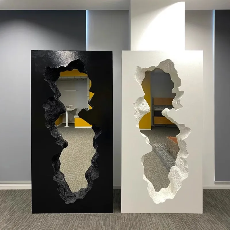 full-body mirror, irregular fiberglass decorative mirror, floor-to-ceiling mirror