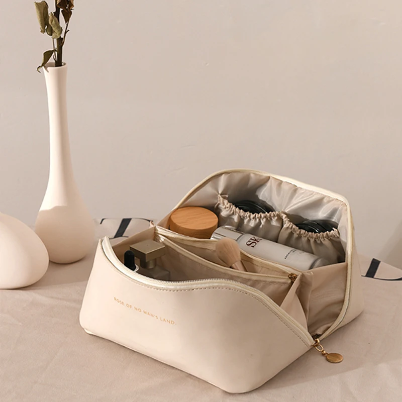 Sac cosmétique de voyage de grande capacité pour femmes, sac de rangement en cuir, cosmétiques pour femmes, produits de soins de la peau, sac de