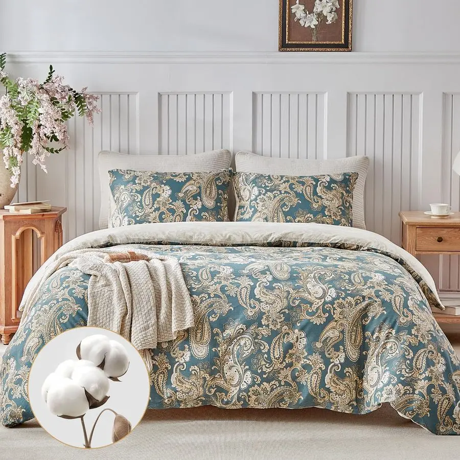 

Хлопковый пододеяльник King Size 100, хлопковый двусторонний пододеяльник с усилителем на молнии, 8 угловых завязок, 3 предмета, мягкий усилитель Brea