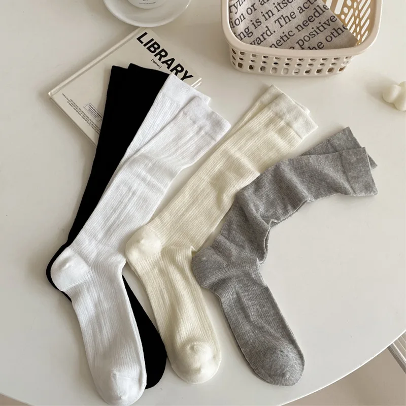 Suxinaimin Sweet High Knee Socks for Women, Spring Summer Cute  Socks, Black Miu-style JK Tube Socks for Daily Wear Solid color