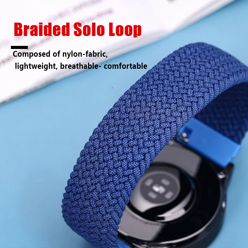 18 20 22mm Nylon Braided Strap for Samsung Galaxy Watch 4 40mm 44mm Classic 42mm 46mm Sport Watch Solo Loop Band for amazfit bip