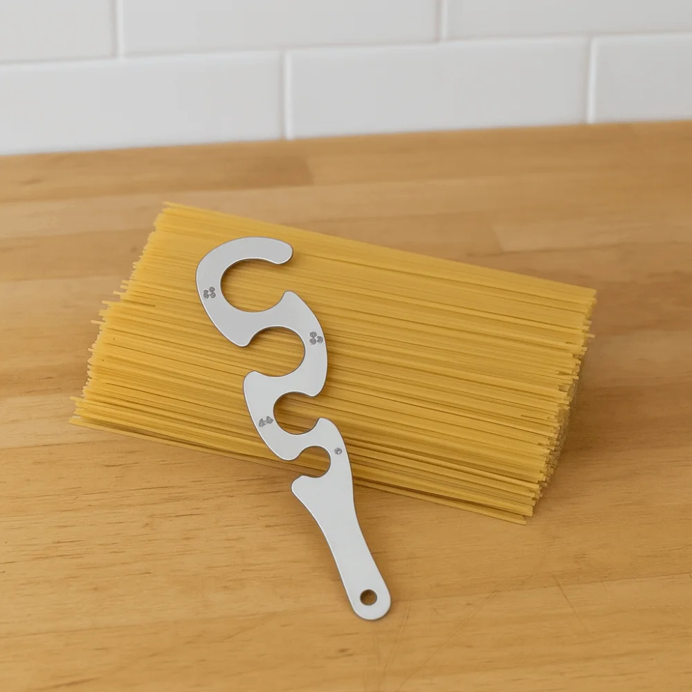 4 Holes Spaghetti Measure Tool Stainless Steel S Shaped Pasta Noodle Measure Easy Clearing Portable Noodle Measure for Home