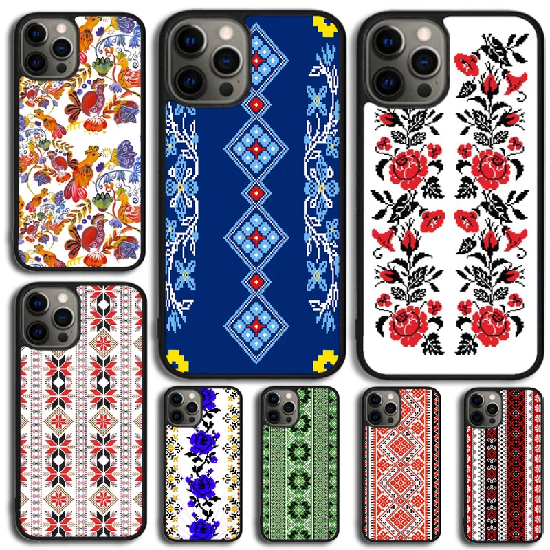 Ukrainische Stickerei Muster Telefon Fall Für iPhone 17 Air 14 15 16 13 12 Max Für Apple iPhone 17 Air 11 pro Max Plus Coque