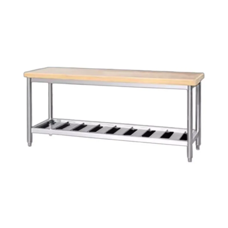 304 Stainless Steel Double Layer Work Commercial Kitchen Workbench