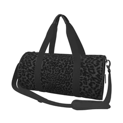 Gym Bag Black Cheetah Print Sports Bag with Shoes Leopard Animal Men Oxford Design Handbag Graphic Luggage Fitness Bag