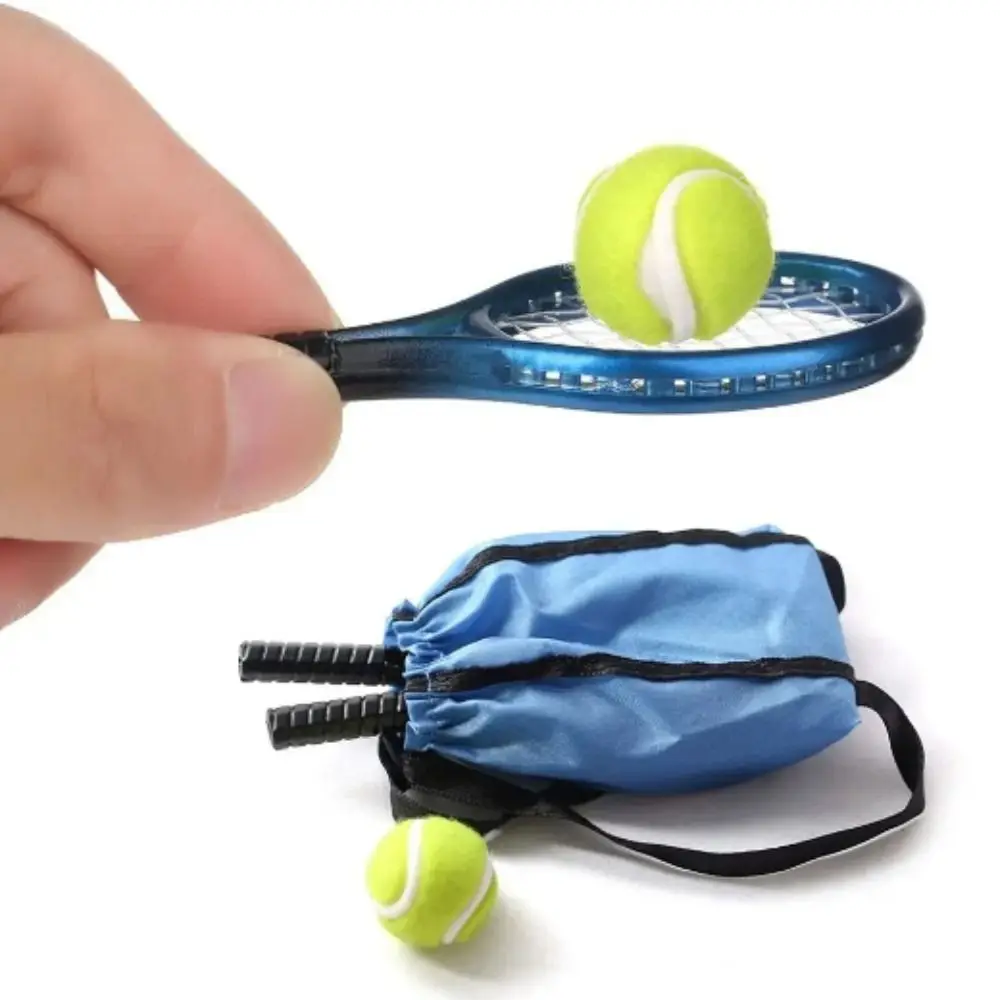 Mini Doll Tennis Racket Kits Diy Dollhouse Simulation Tennis Dollhouse Accessories Tennis Creative 1/6/1/12