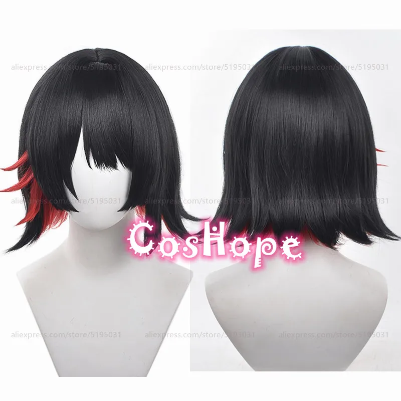 ZZZ Ellen Joe Cosplay 35cm Short Black Red Mixed Wig Cosplay Anime Cosplay Wigs Heat Resistant Synthetic Wigs Halloween