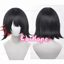 ZZZ Ellen Joe Cosplay 35cm Short Black Red Mixed Wig Cosplay Anime Cosplay Wigs Heat Resistant Synthetic Wigs Halloween