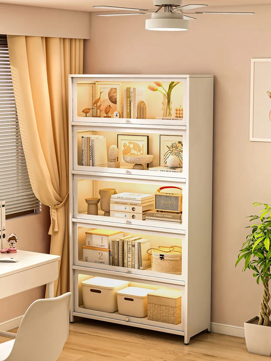 

Steel bookcase with glass door Children's bookshelf Home living room locker
