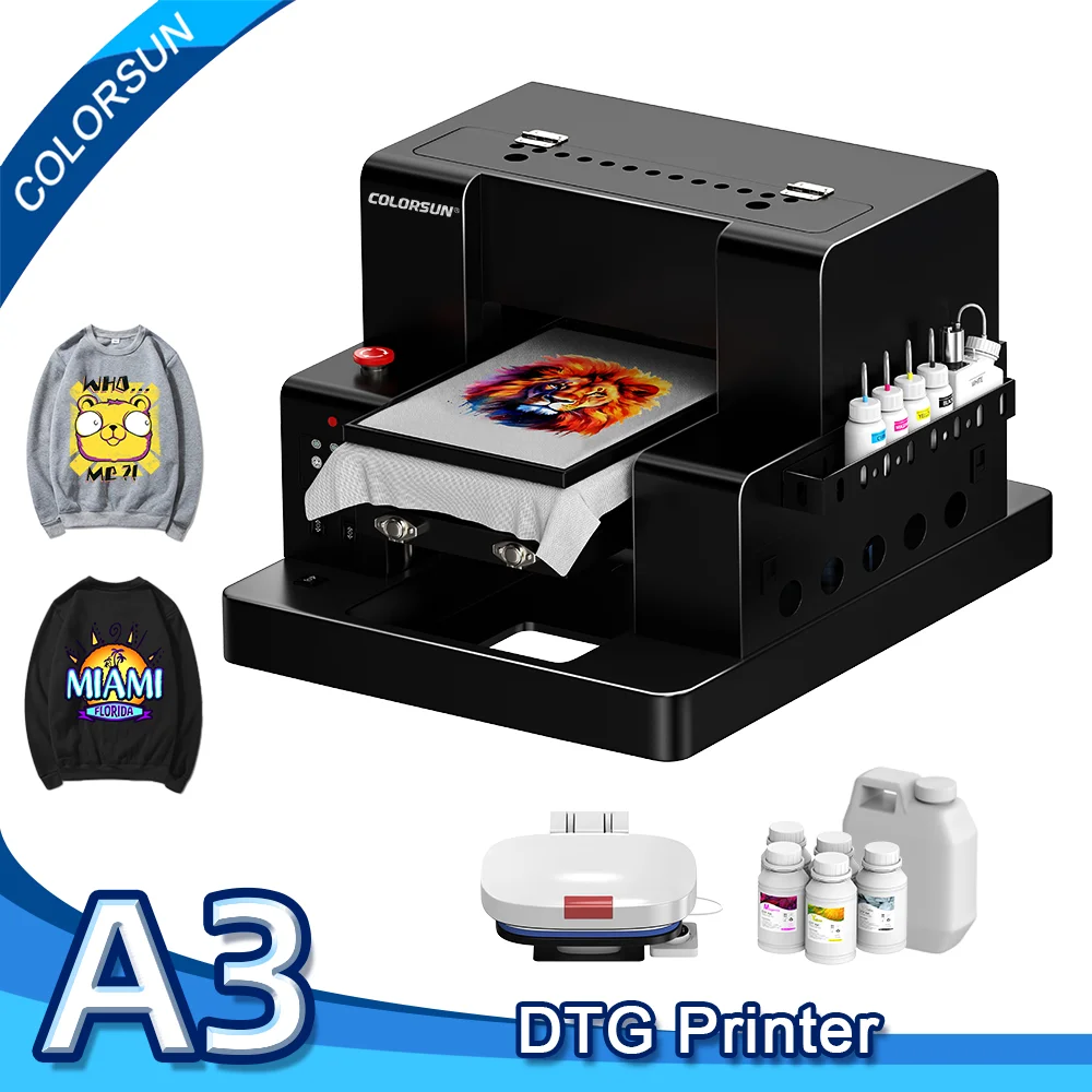 

Colorsun A3 DTG Printer For L805 Impresora A3 Direct To Garment Printing machine DTG Flatbed Printer For T-Shirt Hoodies Bags