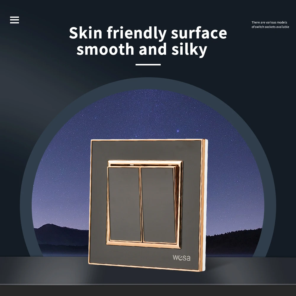 أسود كلاسيكي تشغيل/إيقاف 16A التيار المتناوب الاتحاد الأوروبي القياسية زر مفتاح الإضاءة 250 فولت 2 عصابة 1 طريقة لهب الجدار الروك التبديل لوحة أكريليك #3