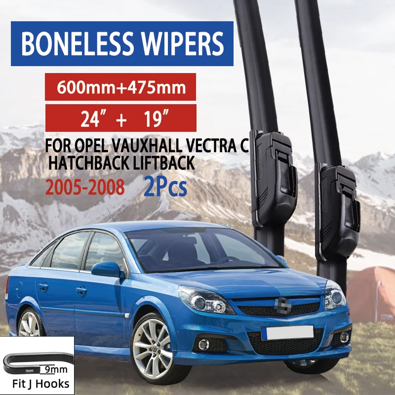 For Opel Vauxhall Vectra C Hatchback Liftback 2005-2008 Car Windshield Wiper U-type Soft Rubber Frameless Bracketless Car Wipers