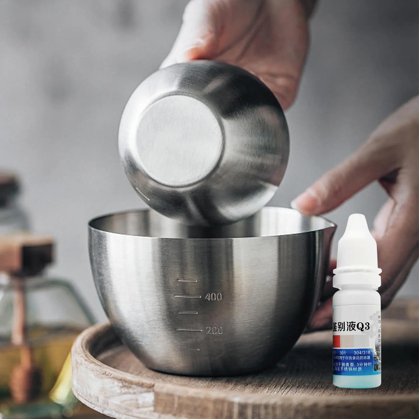 12ml Stainless Steel Tester Liquid, Reagent for 201 304/316 Food Grade Identification, Quick Test Solution for Pot Pan Tableware