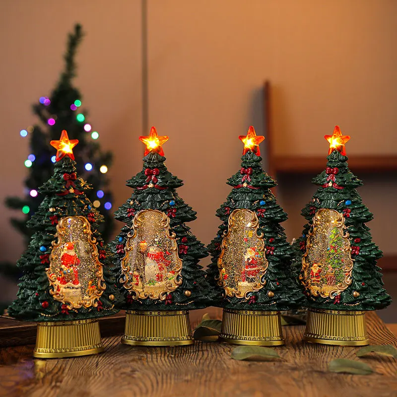 9. Christmas tree design music lights up glitter Christmas snowball lanterns