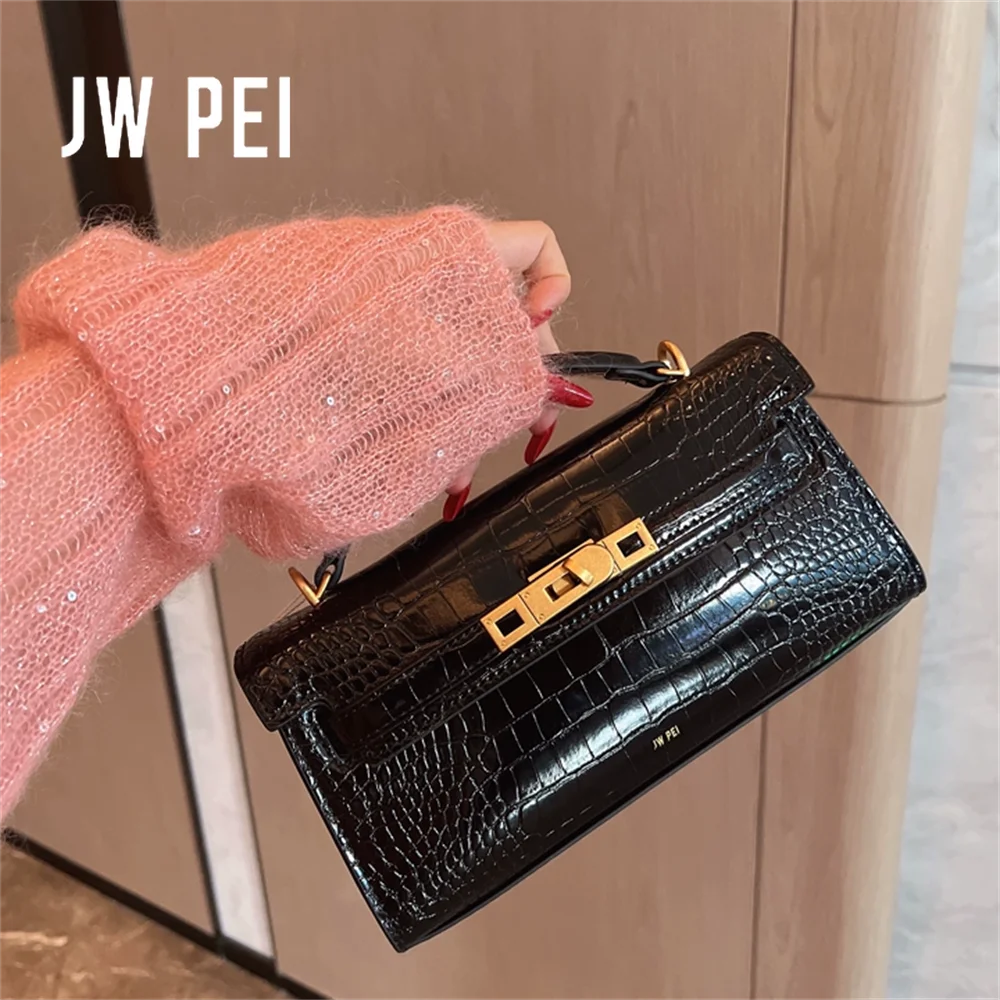 

2026 JW PEI Noor Tote Bag for Women Crocodile Embossed Genuine Leather Top Handle Purse, Convertible Shoulder & Crossbody Bag