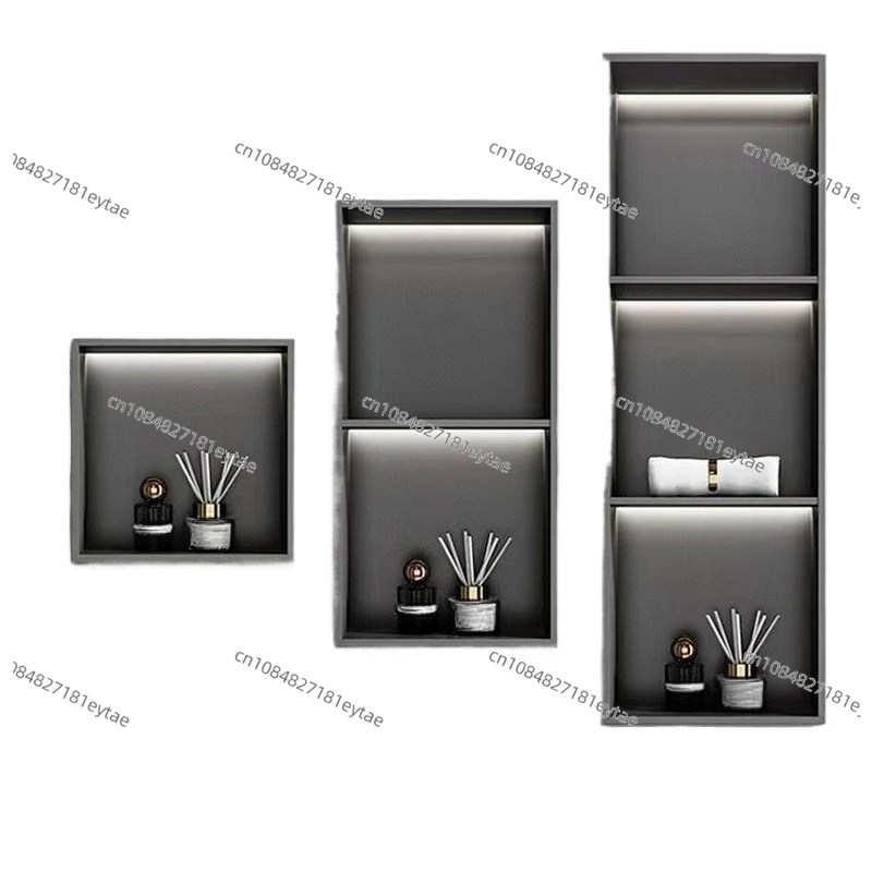 Stainless Steel Niche Bathroom Shelf-Embedded TV Cabinet Style, Metal Layered Partition Organizer, Modern Washroom Decor