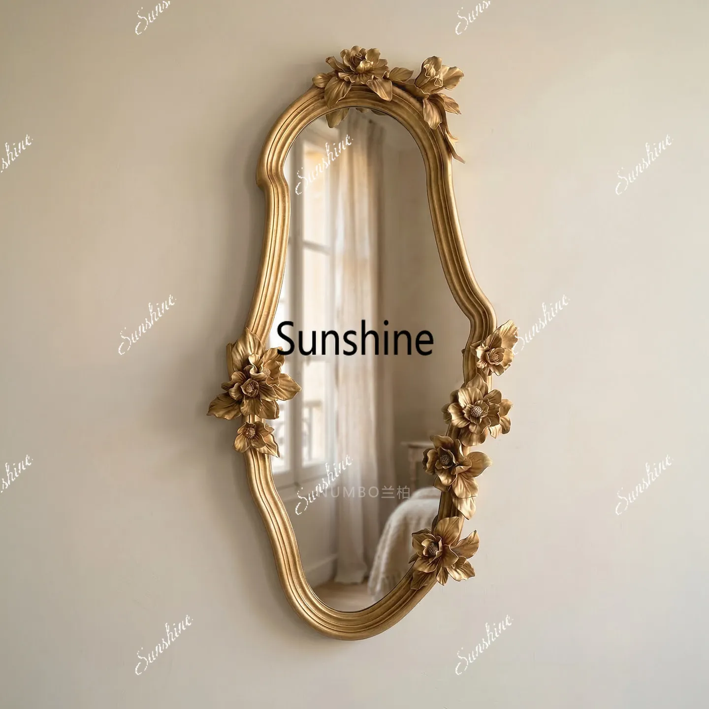 French full-length mirror special-shaped clothing store thin wall-mounted mirror