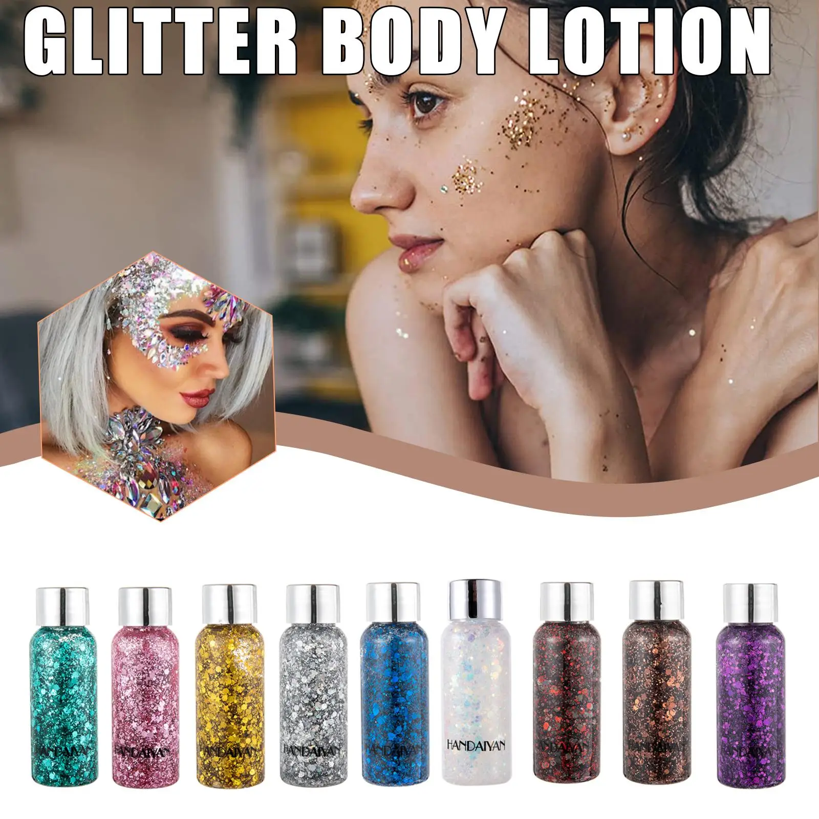 Waterproof Mermaid Body Glitter Gel Long Lasting Liquid Eyeshadow with Large Sequins for Hair and Body Sparkle J8Q0