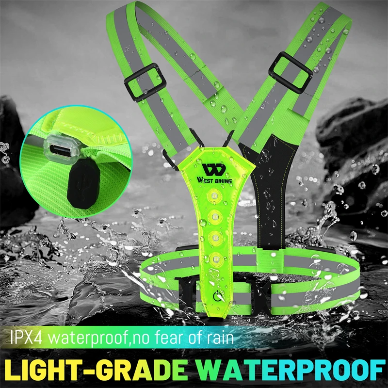 LED Reflective Vest Light Up Running Vest Adjustable Straps Cycling Safety Vest USB Rechargeable 3 Light Modes for Night Running