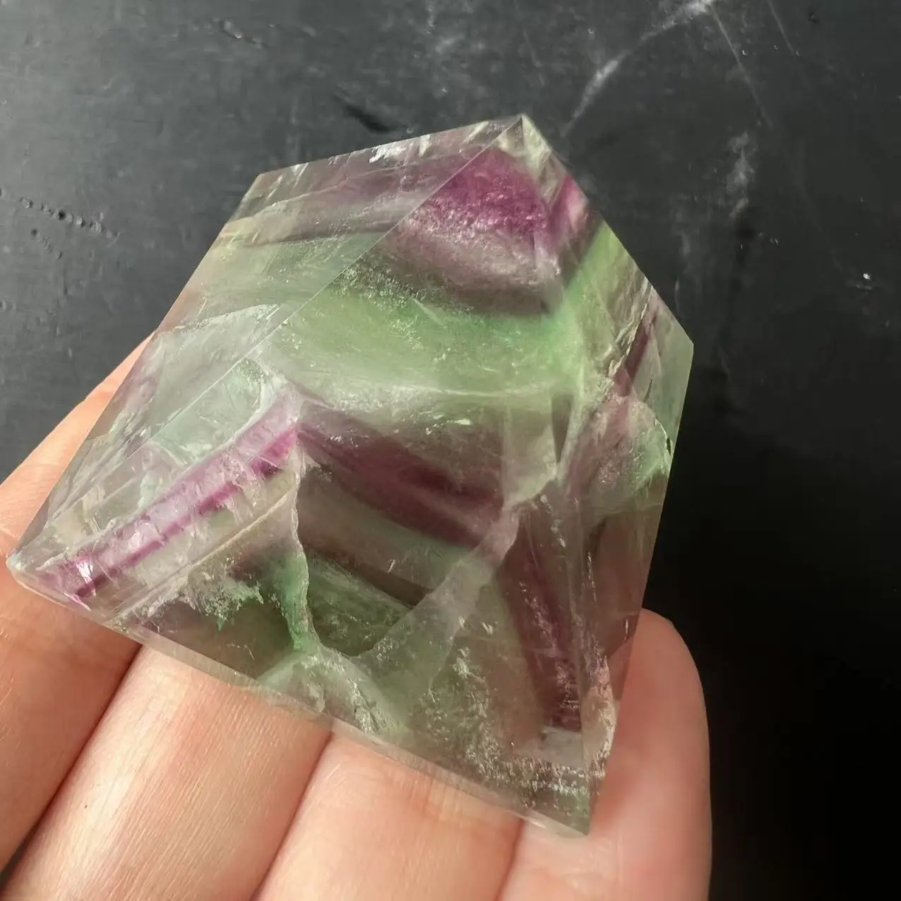 4CM Natural Fluorite Pyramid Quartz Healing Stone Reiki Crystal Tower Point Home Decor Crafts