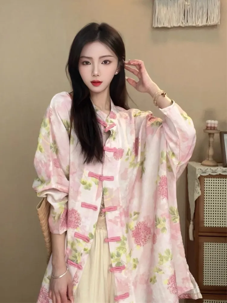 

Ele Chinese Sle Women's Long Sve irt Set Sun Protection Zen Tea Clothing Casual Loose Fit Cotton Linen Blend