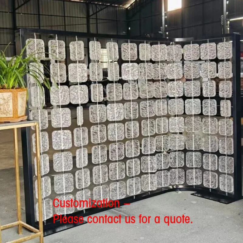 custom.Metal Stainless Steel Glass Hanging Screen Divider Partition Resort Hotel Restaurant Booth Entra