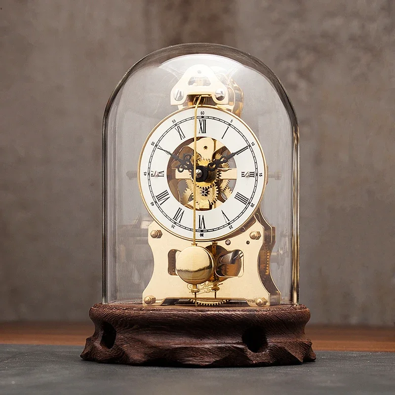 Gold Luxury Desk Clocks Quartz Mechanical Retro Vintage Table Clocks Ruby Bearing Clock Newton Mechanical Watches Hollow