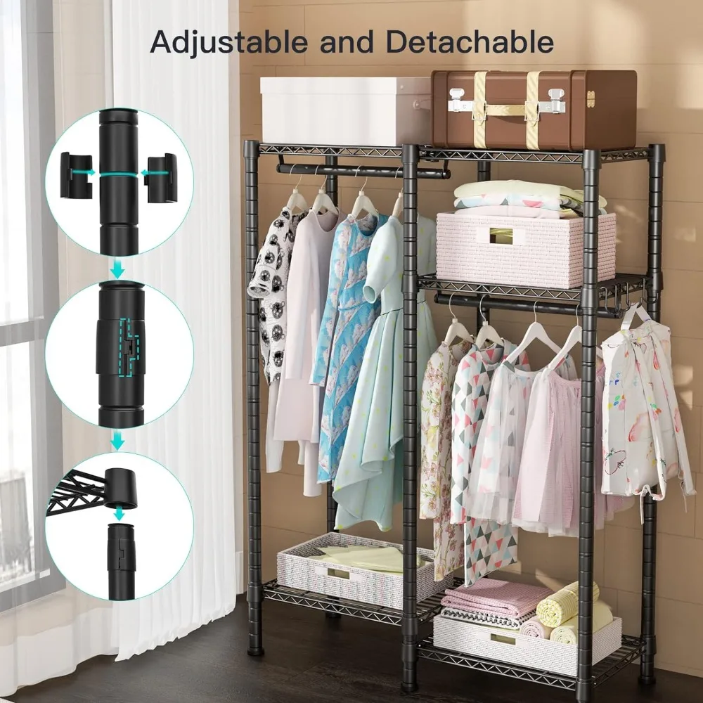 

Ulif F1 Garment Rack for Kids, Baby, Students, and Children's Room, 4 Tiers Freestanding and Portable Heavy Duty Closets