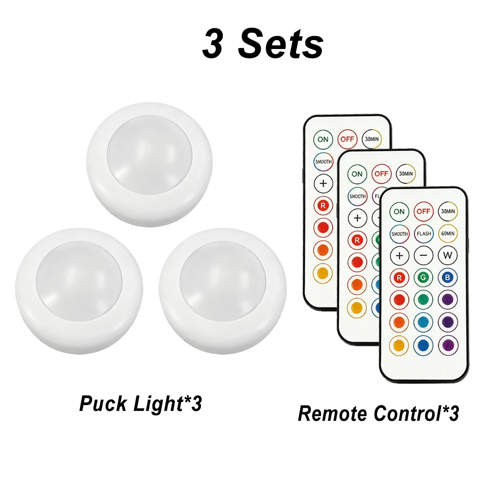 Für Bambu Lab Puck Lights Fernbedienung RGBW Bambu Lab KC007 3D-Drucker Kabelloses 16-Farben Rundes LED-Lampen-Set Timer Dimmbares LED-Kit