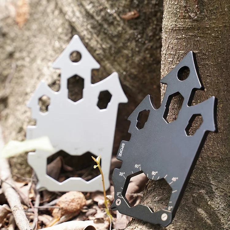 1PC Creative Multi-function Keychain Stainless Steel EDC Tool Card Outdoor Home Corkscrew Emergency Wrench