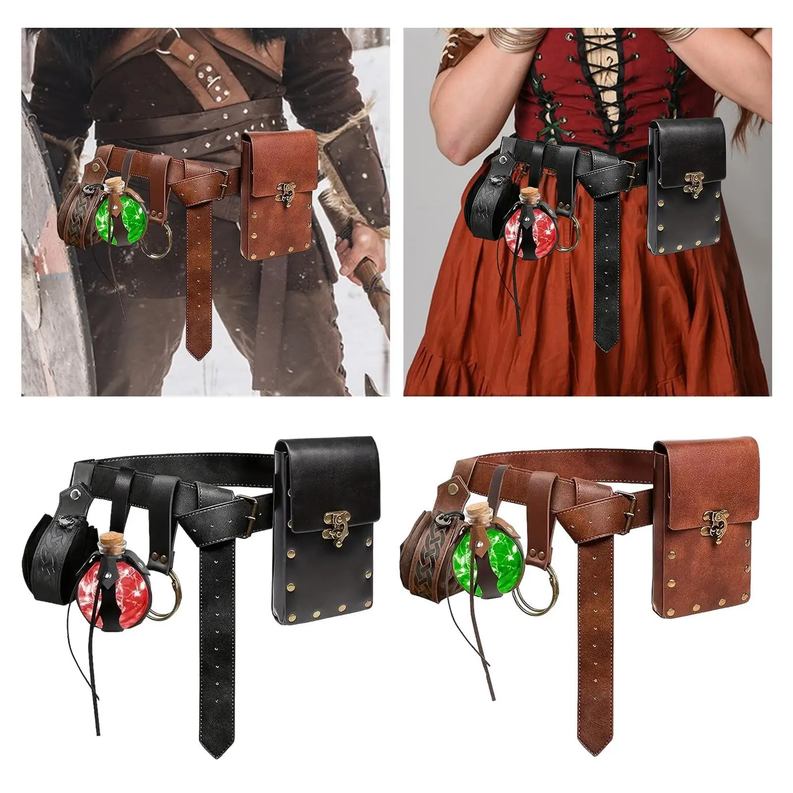 

Belt Pouch Waist Bag Multifunctional Vintage Style Phone Holder PU Leather