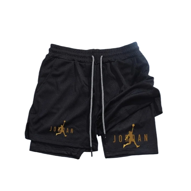 

Men's sports shorts, summer running sportswear, 2-in-1 double-layer boxing and fitness training four cornered sports shorts