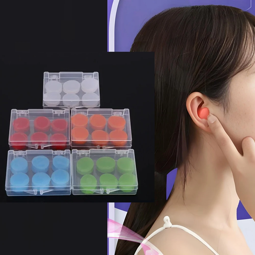 

6-60Pcs Silicone Ear Plugs Noise Reduction Anti-Noise Sleeping Plug for Ear Protection White/Blue/Green/Orange
