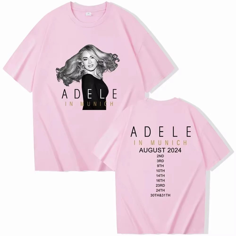 Popular Short Sleeve Adele Munich Tour August 2024 Printed Men Cotton T-shirt O Neck Loose Short Sleeve Oversizse Unisex T-shirt