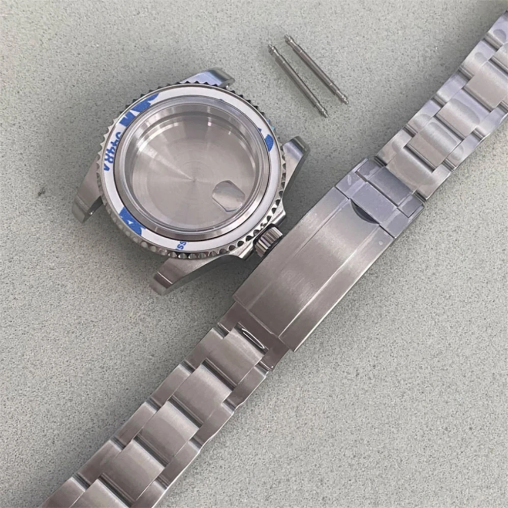 Modified 40MM SUB Case Sapphire Magnifying Glass+Oyster Bracelet for NH35/NH36 Movement Steel Case with Spring Bar