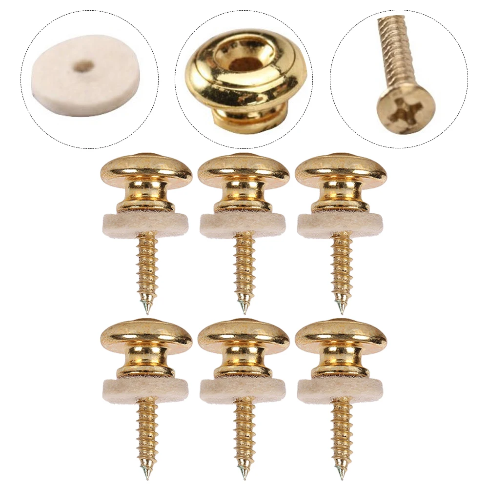 

6 Pcs with Lock Guitar Strap Buckle Electric Button Metal Locks Mushroom Buttons