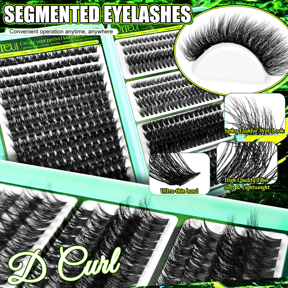 Kit de pestañas postizas DIY de 40D a 120D, rizo D, longitud mixta de 12 a 18 mm, con pegamento y pinzas 4