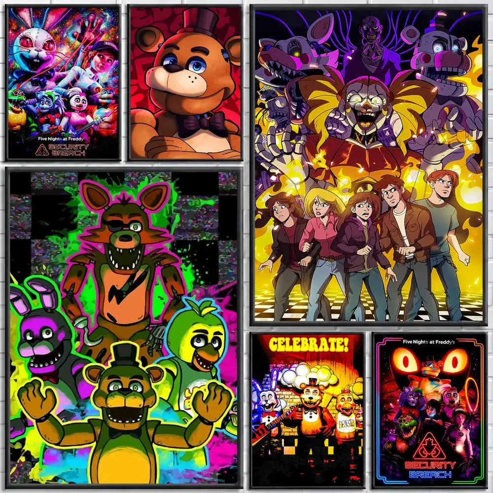 Fnaf Five-nights-At-Freddys Classic Painting Calligraphy Canvas Poster Wall Art for Bedroom Living Room Home Decor Gift