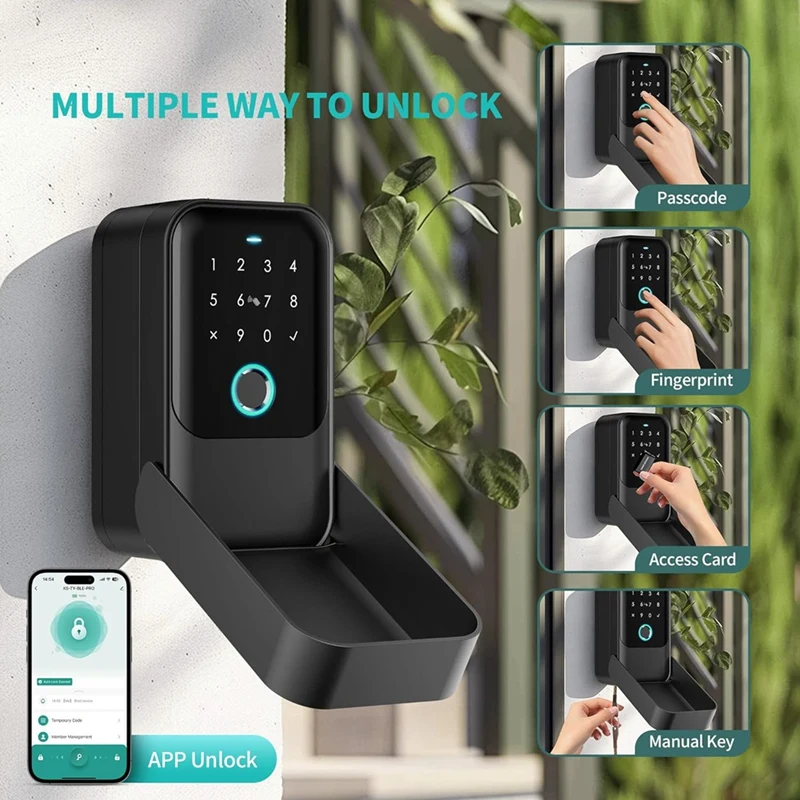 WFF Smartlock Box para chave de casa com 5 métodos de desbloqueio de impressão digital, controle de aplicativo, cartão de acesso, senha, adequado para escritório