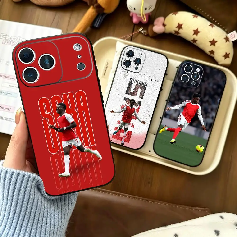 Чехол для телефона Football B-Bukayo Saka bs7 для iPhone 17, 16, 15, 14, 13, 12, 11 Plus, Pro Max и других моделей, мягкий черный чехол