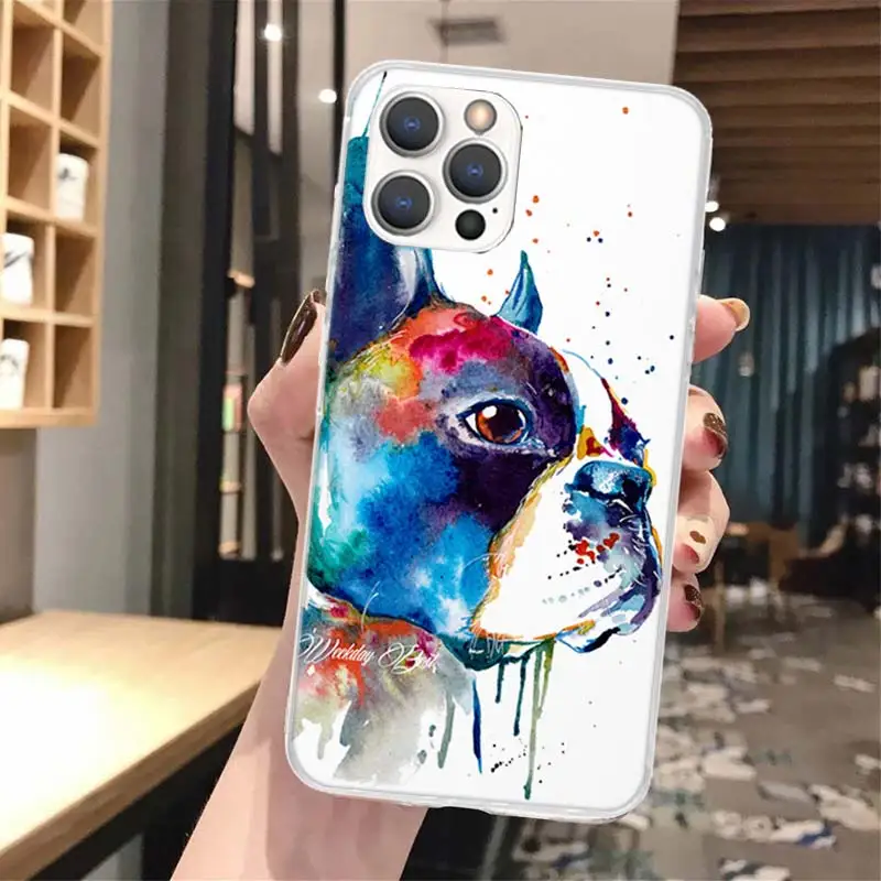 French Bulldog Dog Pug Soft Phone Case For iPhone 16 15 14 13 12 11 Pro Max X XR XS 7 Plus 8 + SE 2020 Pattern Customized Cover