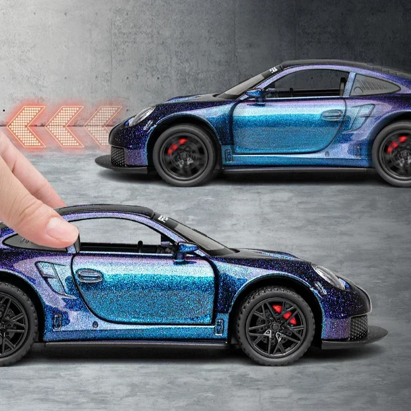 1:32 911 GT3 RS السوبر عالية محاكاة دييكاست سبيكة معدنية نموذج سيارة ضوء الصوت التراجع جمع لعبة طفل هدية