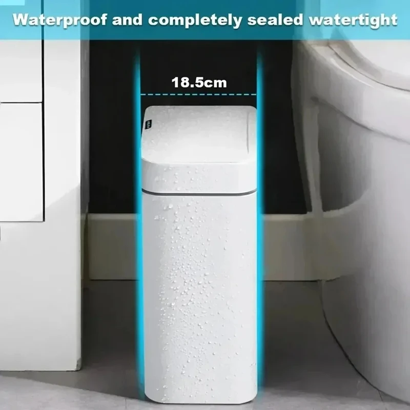 Intelligent Bathroom Trash Can Electronic Trash Can White Narrow Intelligent Sensing Dustbin Smart Home