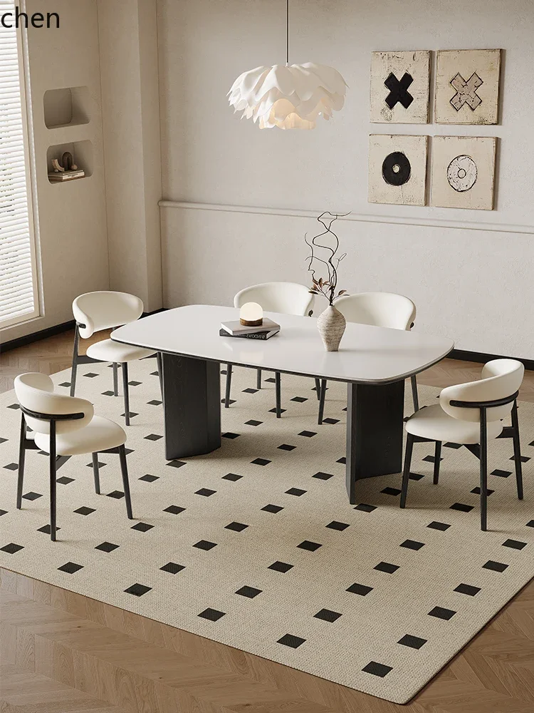 

W5.19 Solid Wood Dining Table and Chairs Rock Board Furniture Living Room