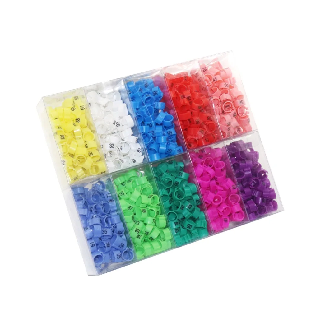 

1000 Pcs Bird Plastic Clip Rings Pigeon Identification Foot Ring M-A-K-E-R Digital Bird Ring Pigeon Training Supplies 10 Color