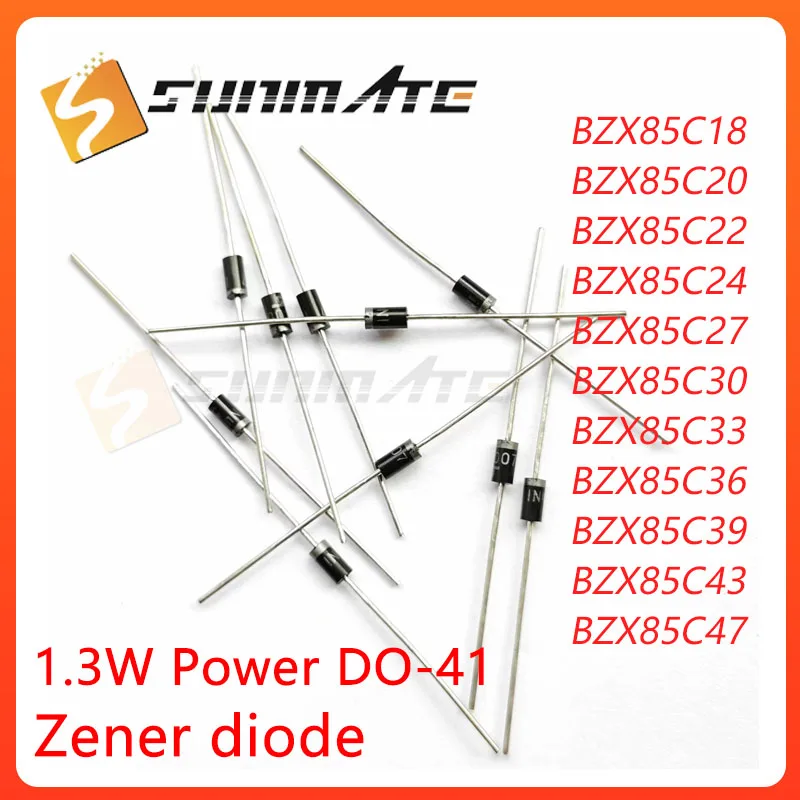 50 قطعة BZX85C18 BZX85C20 BZX85C22 BZX85C24 BZX85C27 BZX85C30 BZX85C33 BZX85C36 BZX85C39 BZX85C43 BZX85C47 DO-41 زينر ديود #1
