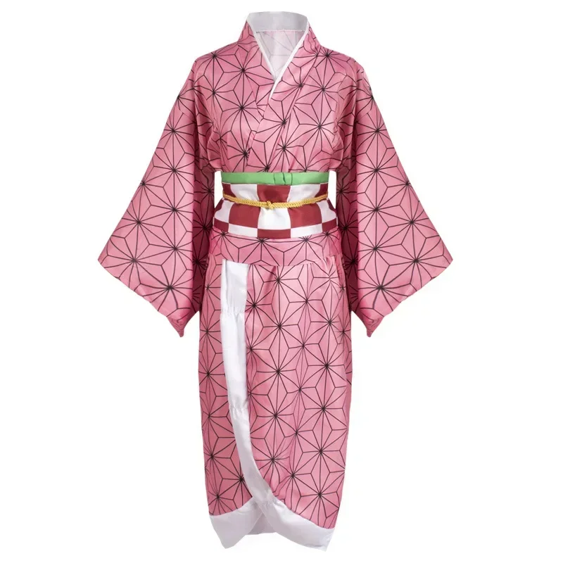 Bilibili Anime Demon Slayer Cosplay Traje para Mulheres, Kimetsu No Yaiba, Kamado Nezuko, Kimono Wig, Halloween, Fato de Carnaval